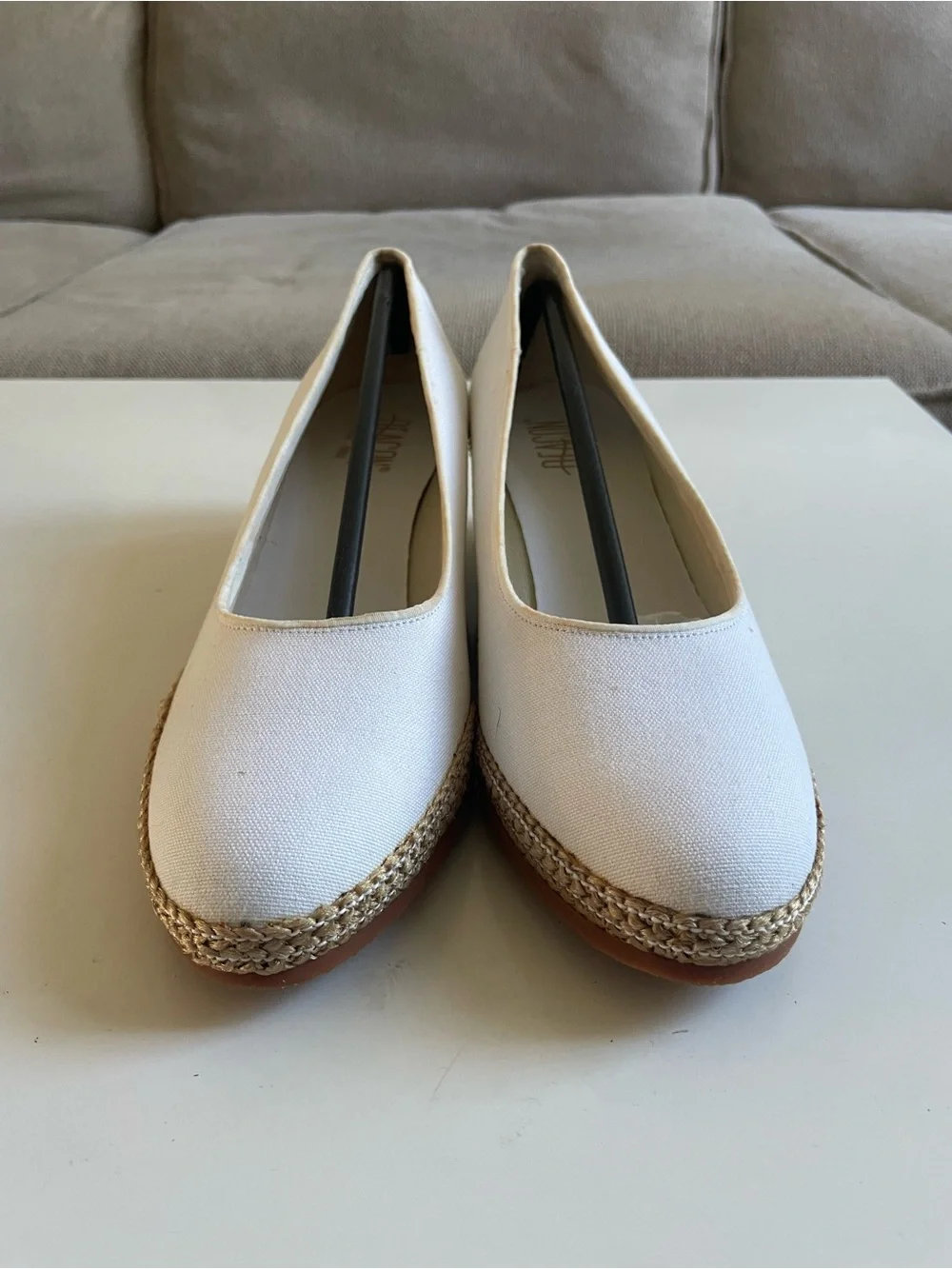 Cream Espadrille Wedge Ballet Flats for Women